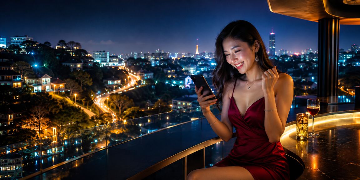 Người dùng Việt Nam thư giãn và chơi game trên điện thoại di động tại Đà Lạt